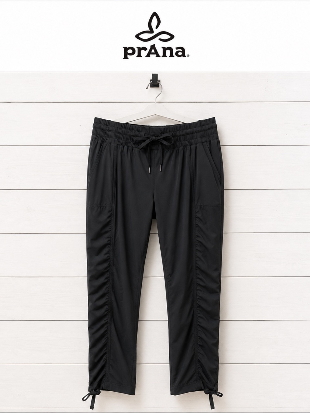 PRANA – BLACK ACTIVE RUCHED PANTS – SIZE L
